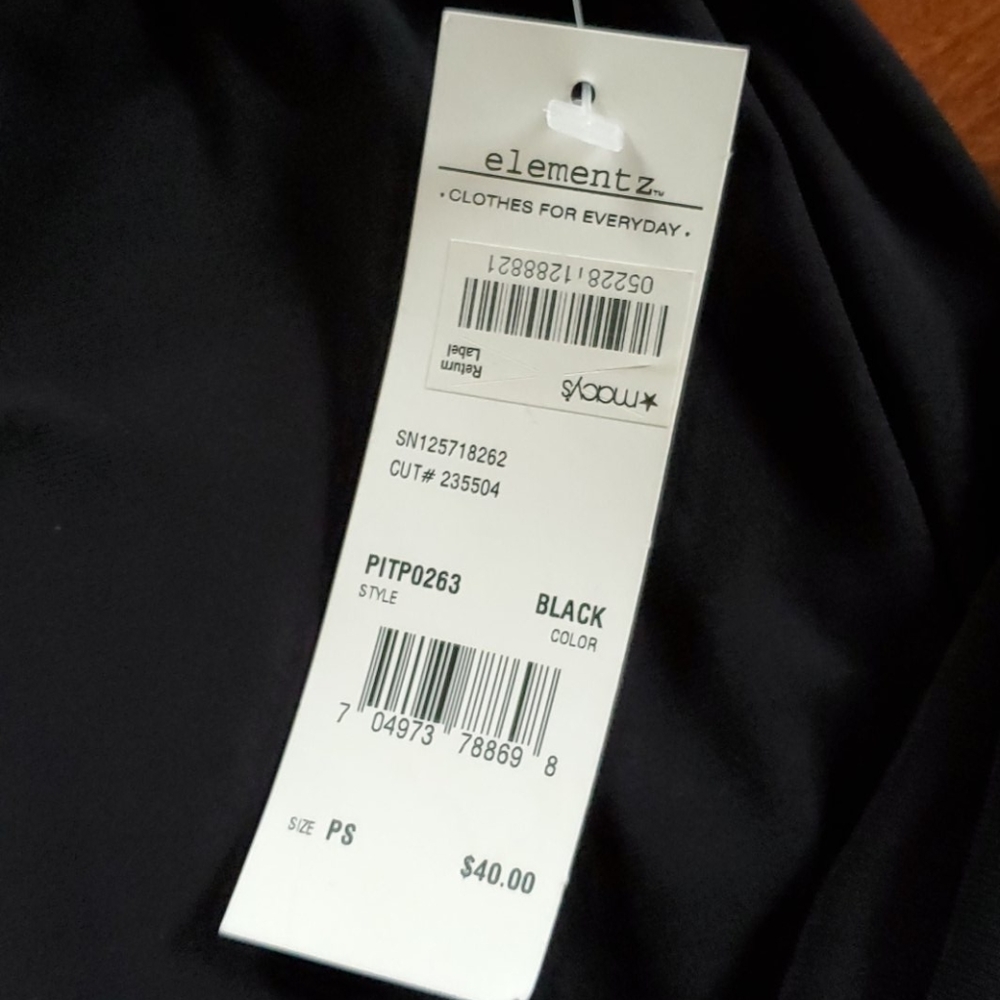 Elementz pants size P small NWT BLACK